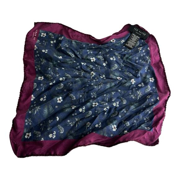 ted baker floral silk pocket square handkerchief - Picture 3 of 11